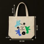 The "Hummingbird Freedom" Boho | Premium Off-White Canvas Tote bag - Image 5