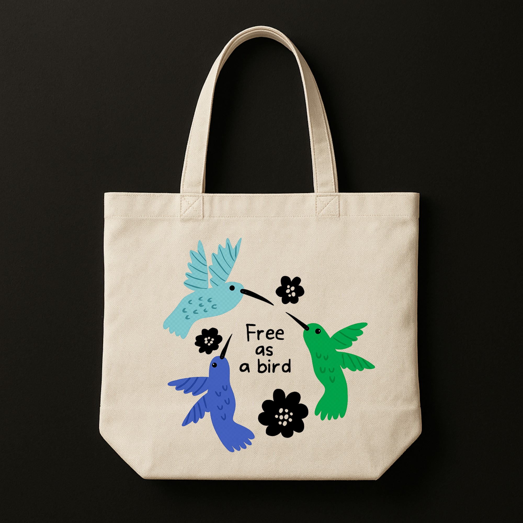 13 The "Hummingbird Freedom" Boho | Premium Off-White Canvas Tote bag - Image 1