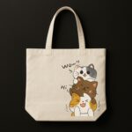The "Triple Trouble" Cat Stack | Premium Off-White Canvas Tote bag