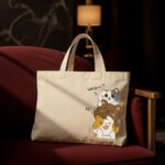 The "Triple Trouble" Cat Stack | Premium Off-White Canvas Tote bag - Image 2