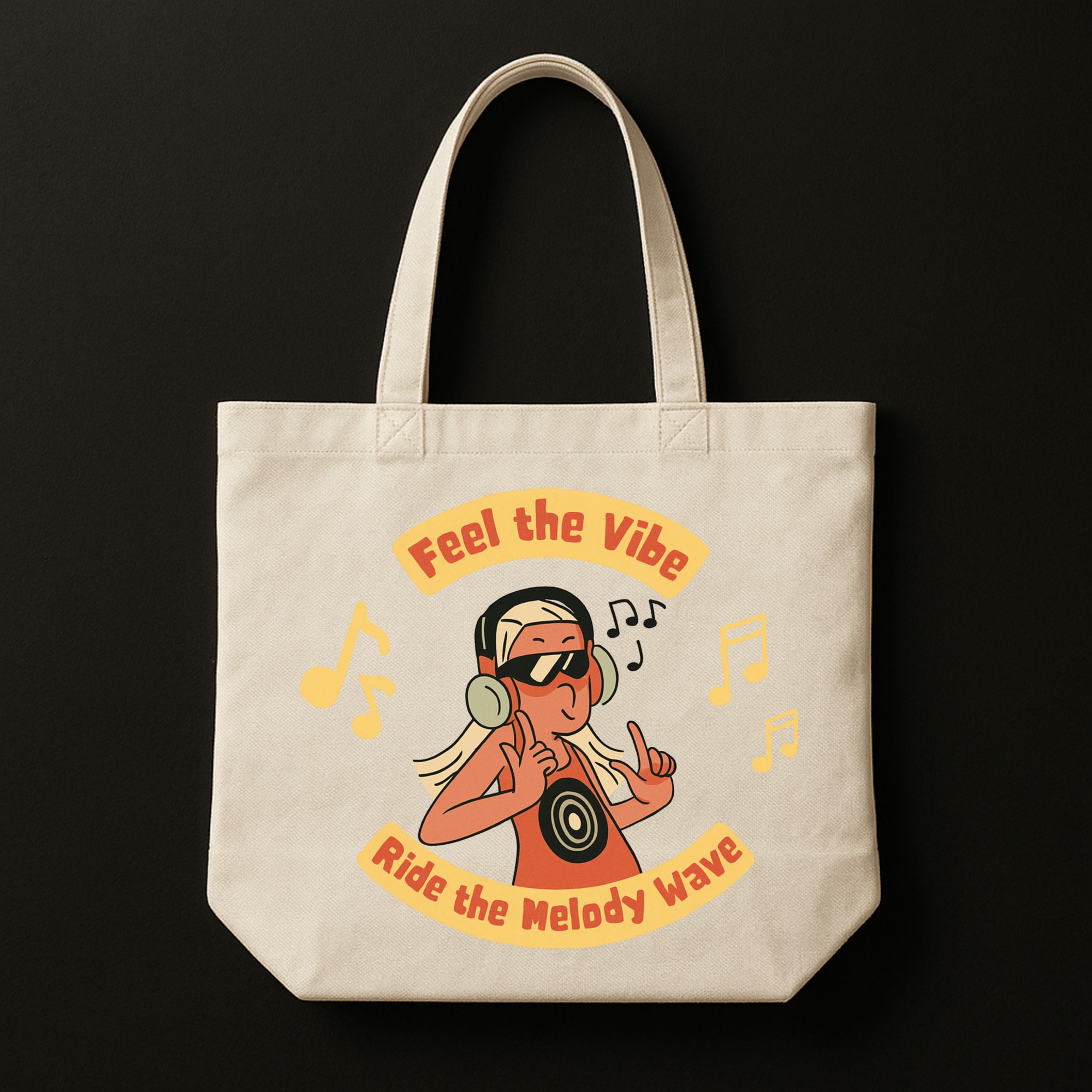 16 The "Melody Wave" Retro Music | Premium Off-White Canvas Tote bag - Image 1