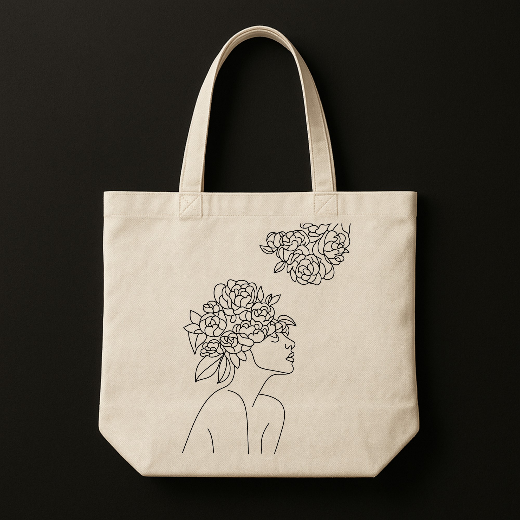 25 The "Blooming Mind" Line Art | Premium Off-White Canvas Tote bag - Image 1