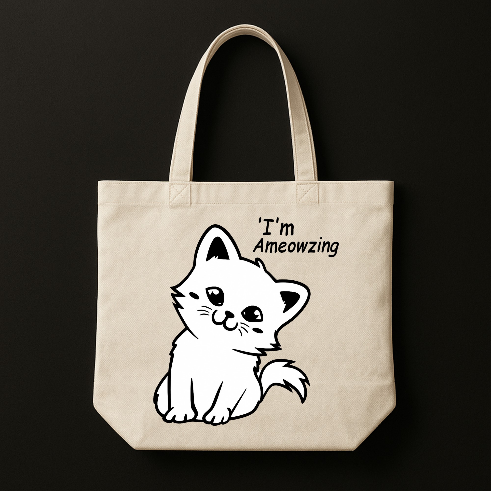 7 The "I'm Ameowzing" Self-Love | Premium Off-White Canvas Tote bag - Image 1